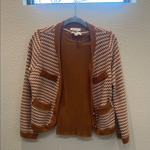 Free Assembly Sweaters - Brown and White Houndstooth Cardigan